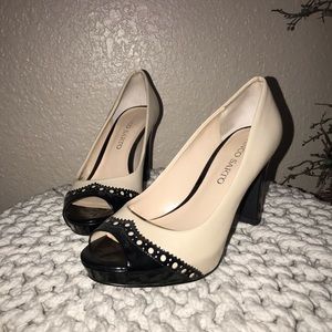 Franco Sarto Nude/Black Pump